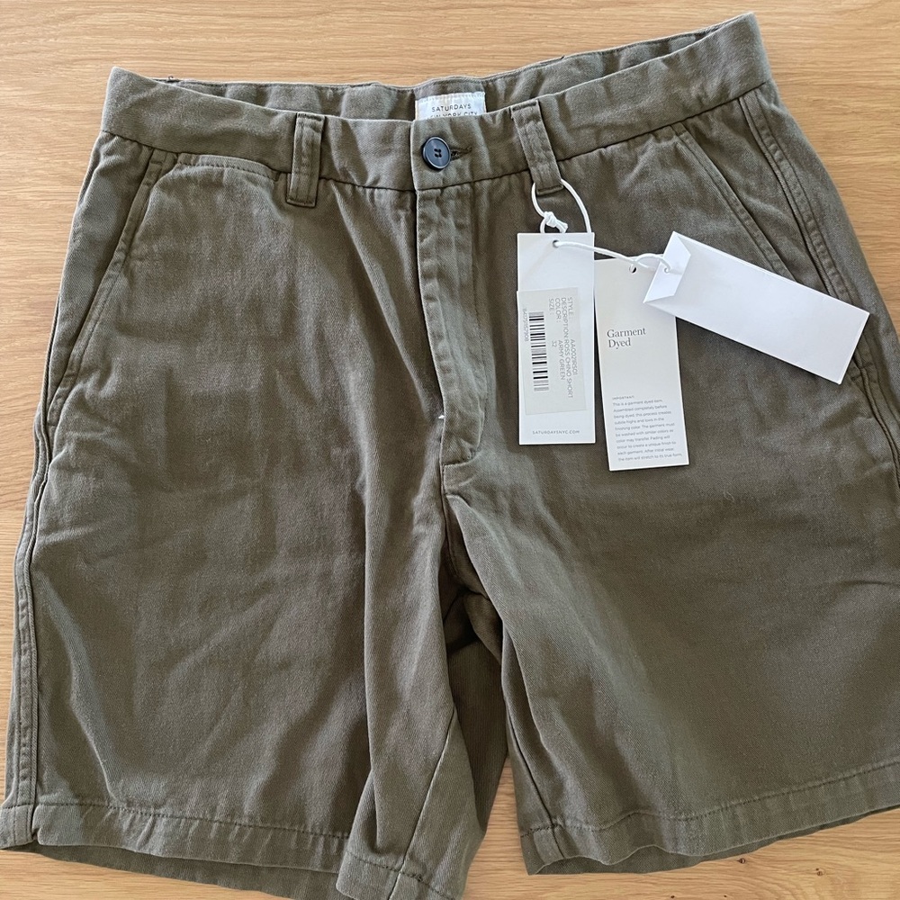 NWT Saturdays New York City Olive chino shorts